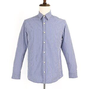 Original Penguin Blue Checkered Long Sleeve Button Up Shirt (Heritage Slim Fit)